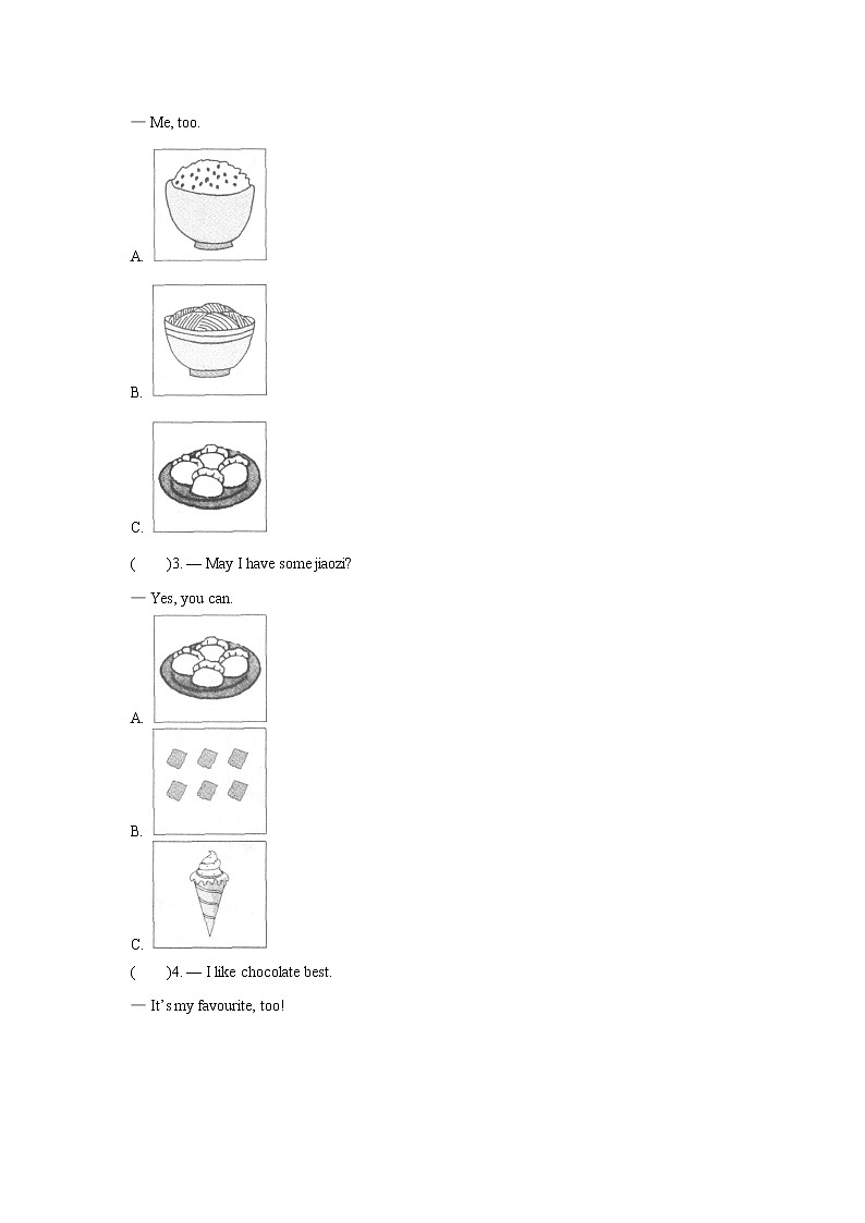 UNIT 3 I LIKE JIAOZI BEST LESSON 10 同步练习02