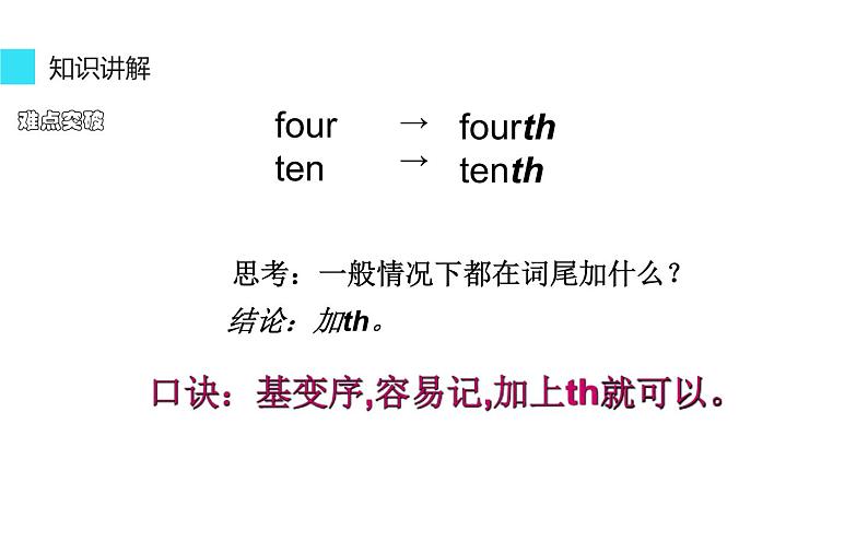 四年级下册英语课件-Unit 4 There are seven days in a week.  基数词变序数词 人教精通版.04