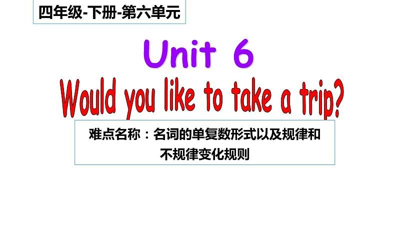 四年级下册英语课件-Unit 6 Would  you  like  to take a  trip ？  人教精通版01