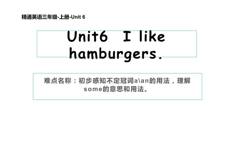 三年级上册英语课件-Unit 6  I like hamburgers.   人教精通版01