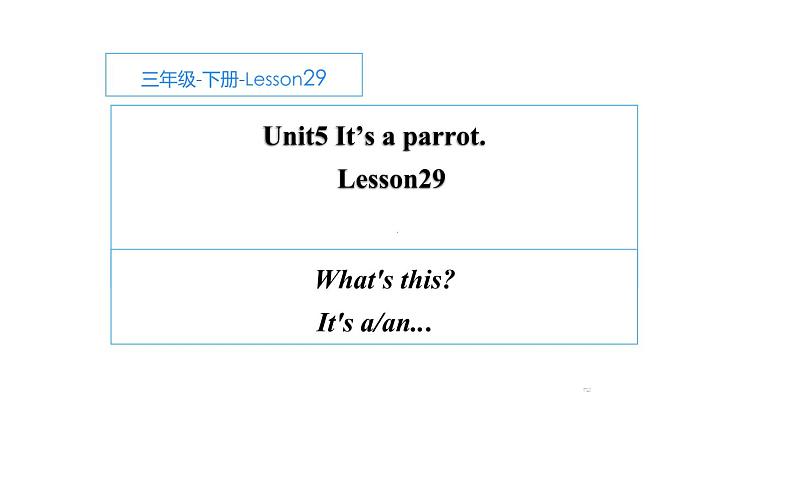 三年级下册英语课件-Unit5 It’s a parrot. Lesson 29  人教精通版01