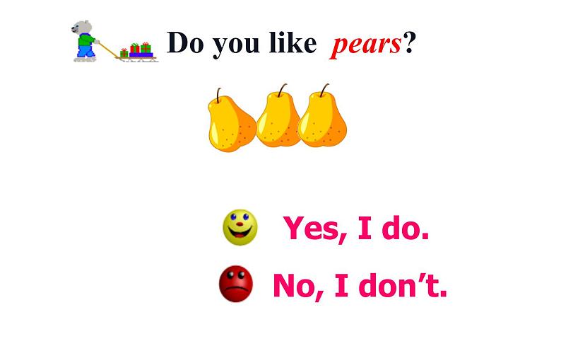 三年级英语下册课件-Unit 5  Do you like pears ？ Part A Let's learn&Let's chant -人教PEP版07