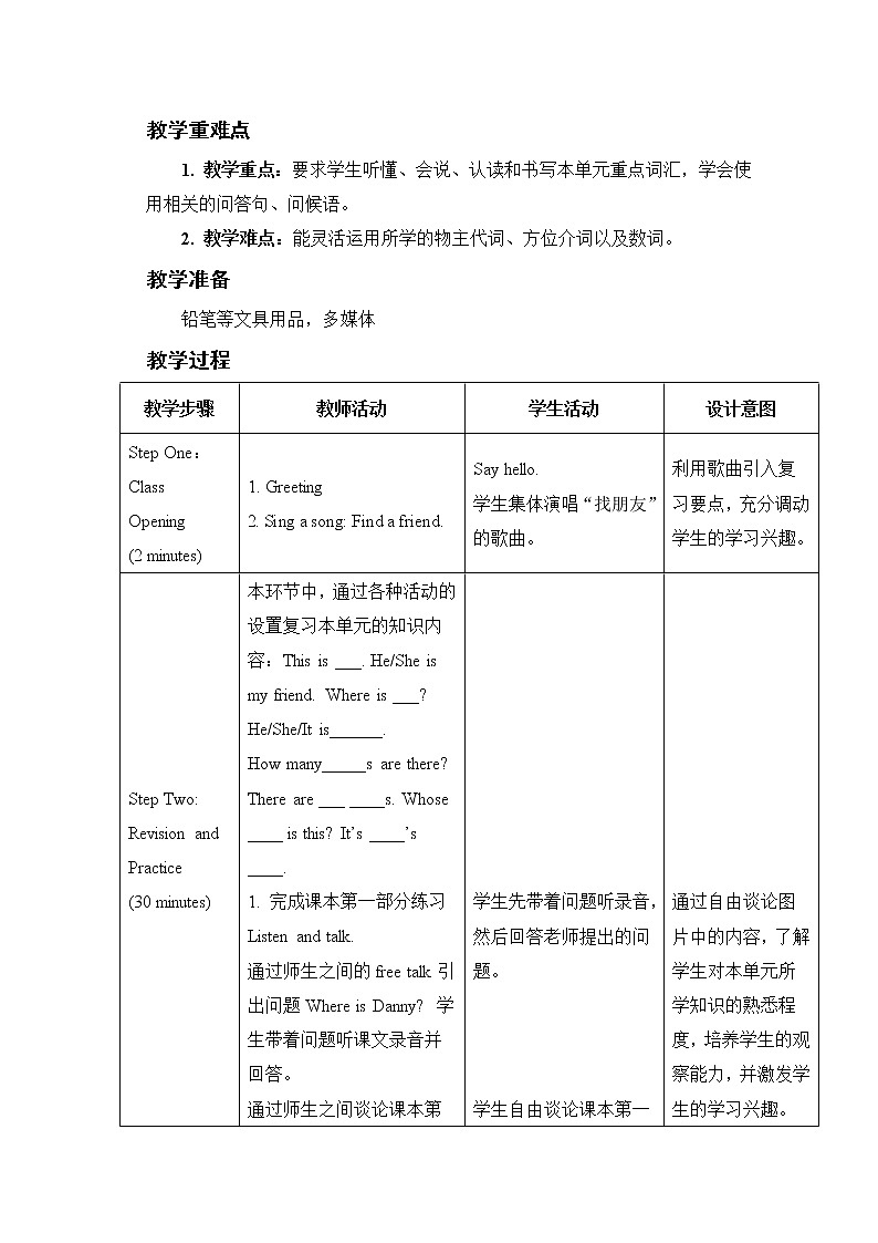 Unit 1 Again, Please! 教案第2页