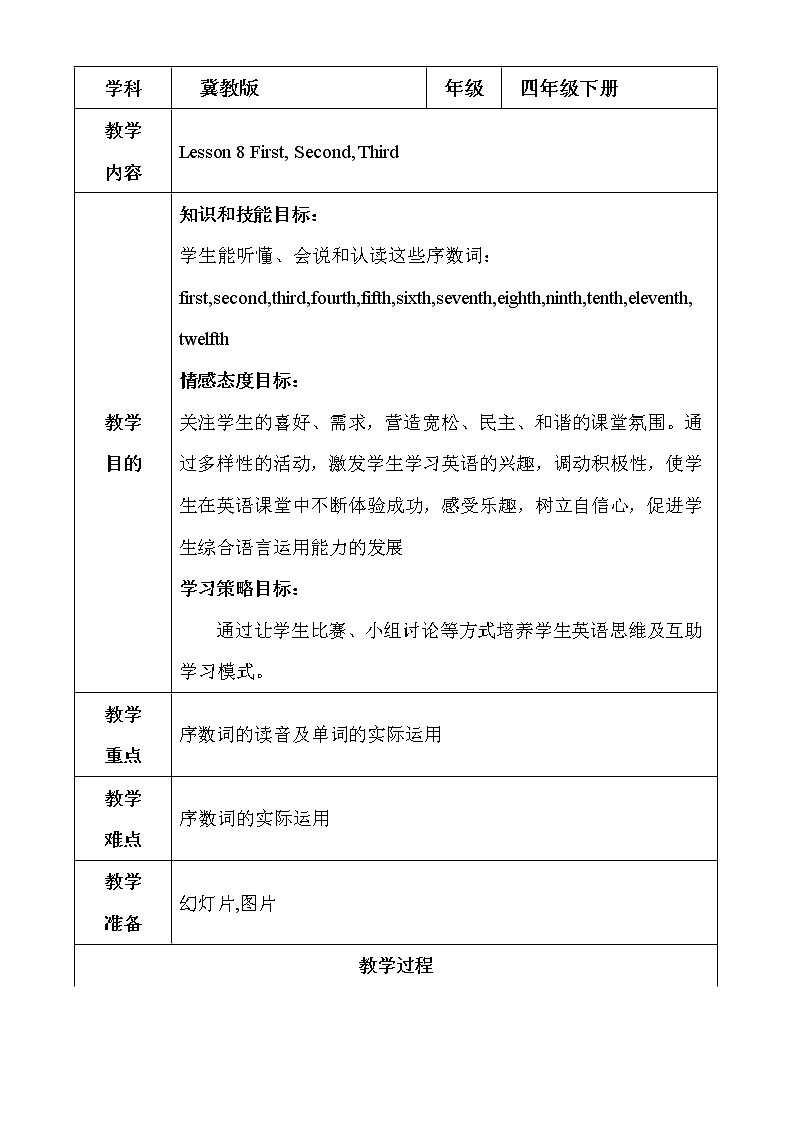 Unit 2 Lesson 8 First, Second, Third 课件+素材+习题01