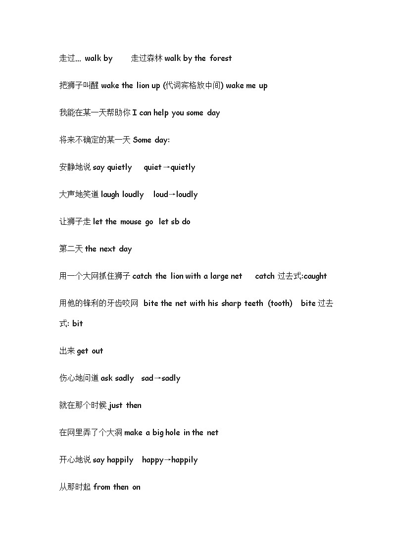 译林版三起英语六年级上册Unit 1 The lion and the mouse  知识汇总第2页