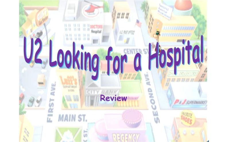 六年级上册英语课件-Unit 2 Looking for a hospital （Review）粤人版（开心英语）01