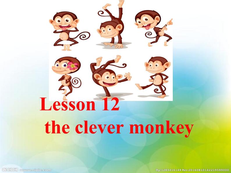 三年级下册英语课件-Unit 3 Food and Meals Lesson 12 The Clever Monkey ｜冀教版（三起）(共13张PPT)01
