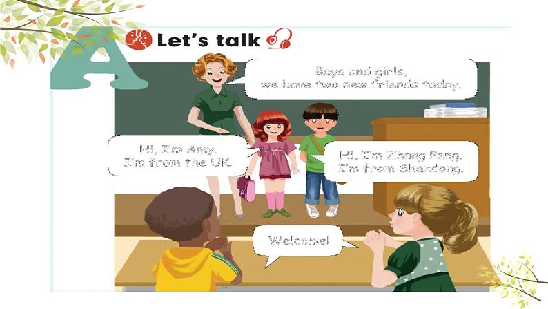 三年级下册PEP版英语教学课件Unit 1 Welcome back to school 第1课时part A  let's  talk02