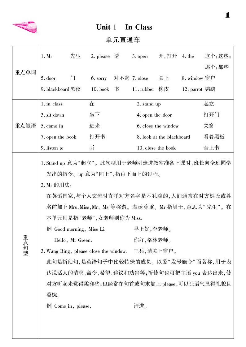 2021春译林版三年级下册英语试题 Unit 1 In Class 课时练 （PDF无答案）译林版01