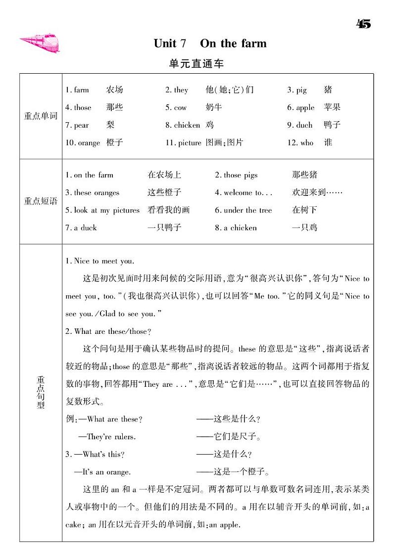 2021春译林版三年级下册英语试题 Unit 7 On the farm 课时练 （PDF无答案）译林版01