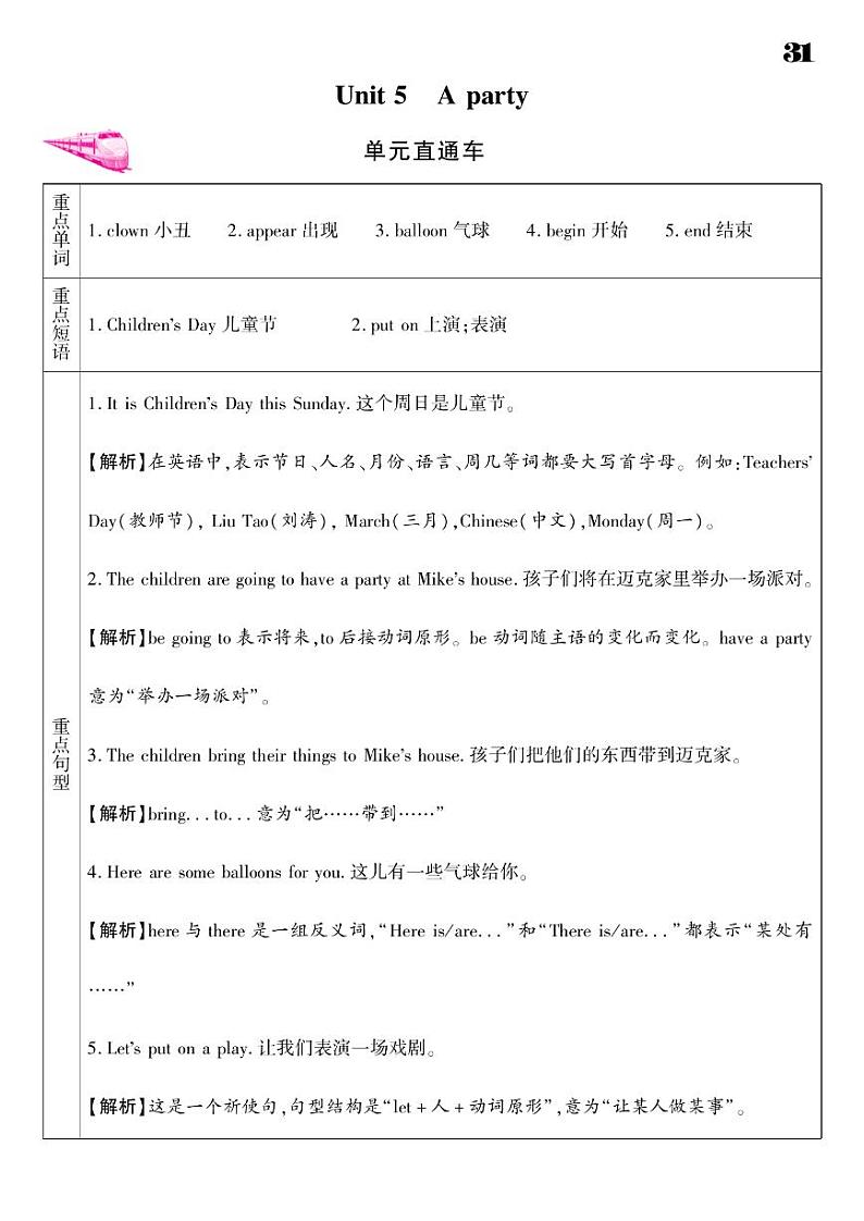 2021春译林版六年级下册英语试题 Unit 5 A party 同步练习01