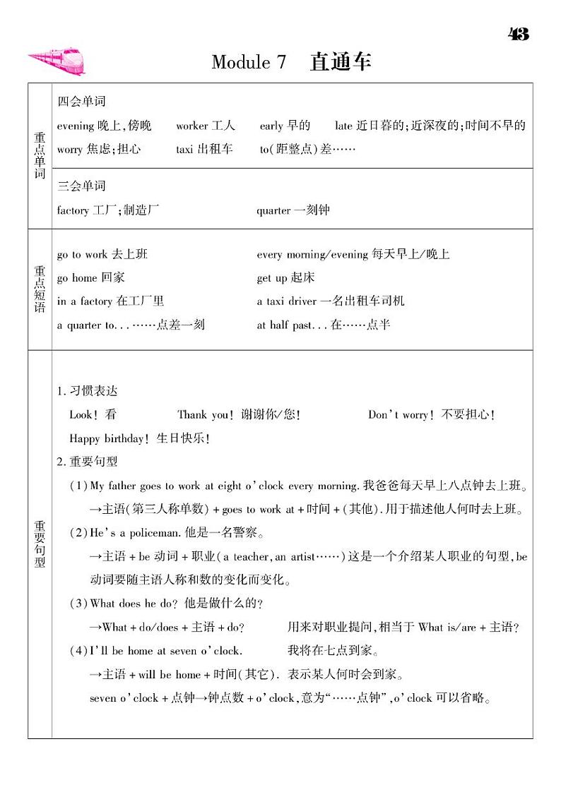 2021春外研版五年级下册英语试题 Module 7 同步练习01