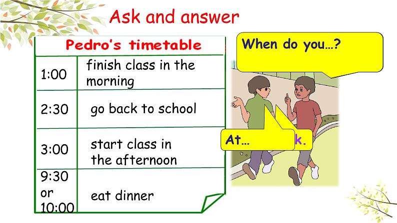 五年级下册PEP版英语Unit 1 My day A Let’s learn & Ask and write课件+素材02