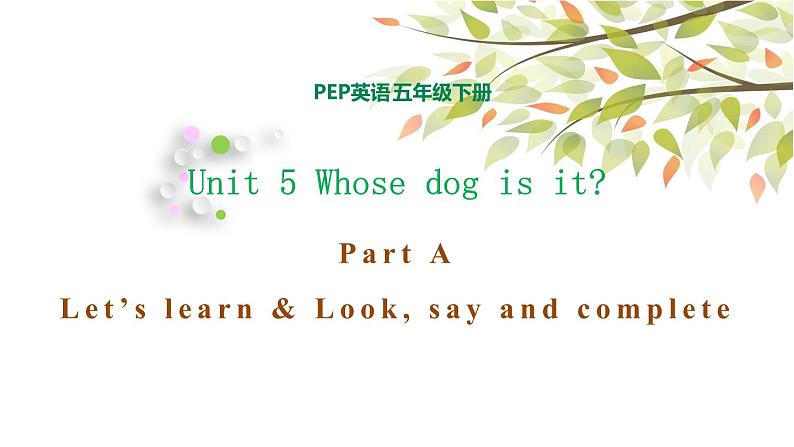 五年级下册PEP版英语Unit 5 Whose dog is it A Let’s learn & Look, say and complete课件+素材01