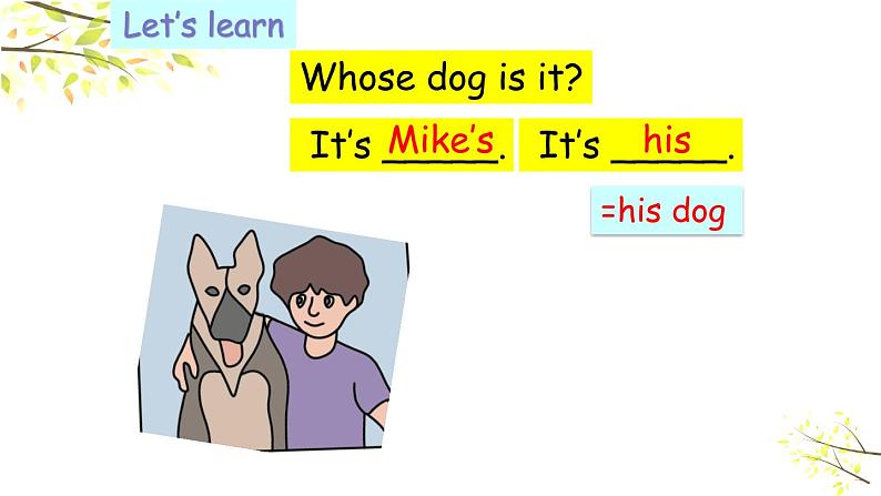 五年级下册PEP版英语Unit 5 Whose dog is it A Let’s learn & Look, say and complete课件+素材08