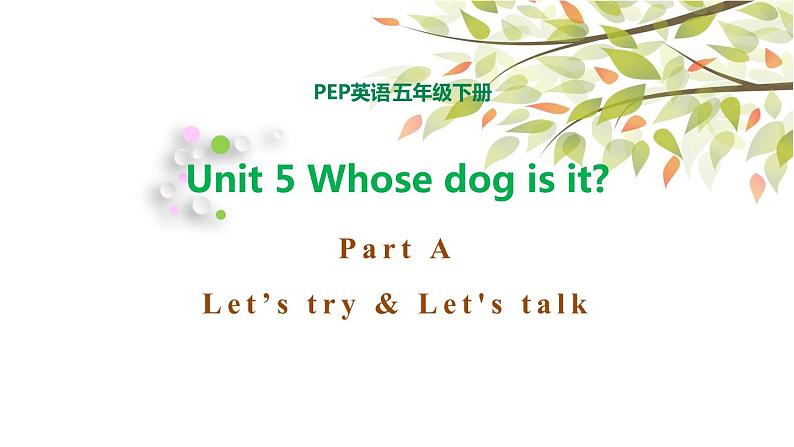 五年级下册PEP版英语Unit 5 Whose dog is it B Let’s try & Let's talk课件+素材01