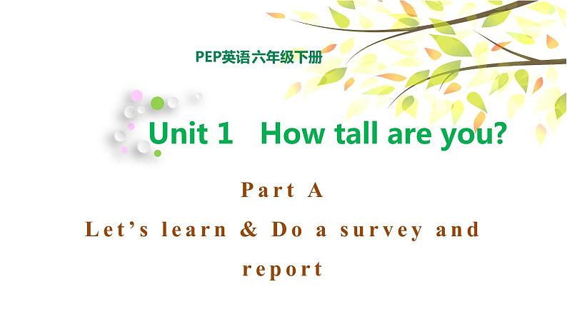 PEP六年级下册英语Unit 1 How tall are you A Let's learn & Do a survey and report课件+素材01