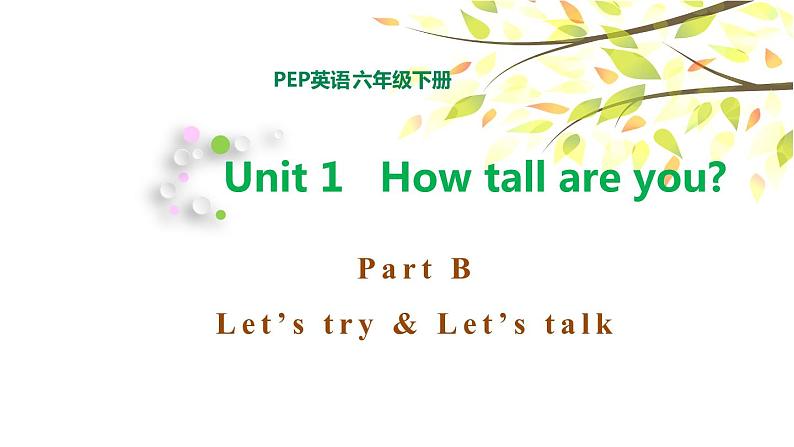 PEP六年级下册英语Unit 1 How tall are you B Let's try & Let's talk课件+素材01