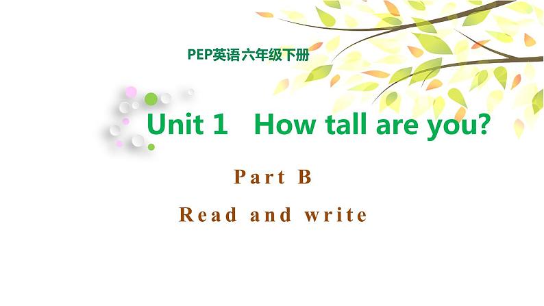 PEP六年级下册英语Unit 1 How tall are you B Read and write课件+素材01