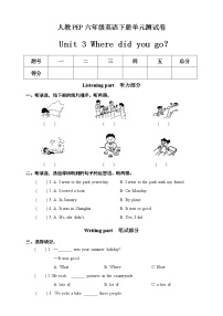 小学英语人教版 (PEP)六年级下册单元综合与测试单元测试同步训练题