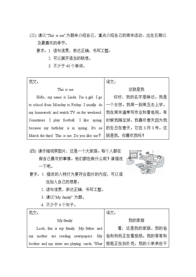 人教PEP版五年级英语下册 期末复习 写作 试卷02