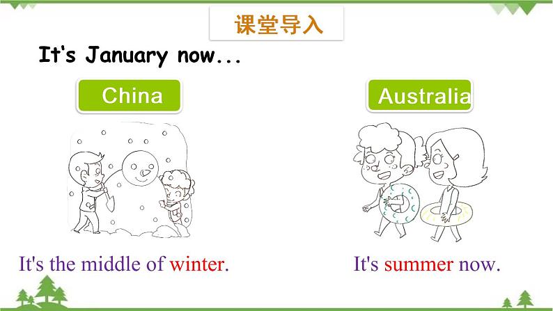五年级下册英语课件-Module 1 Seasons Unit 2 It's the middle of winter Period 1-教科版（广州）02