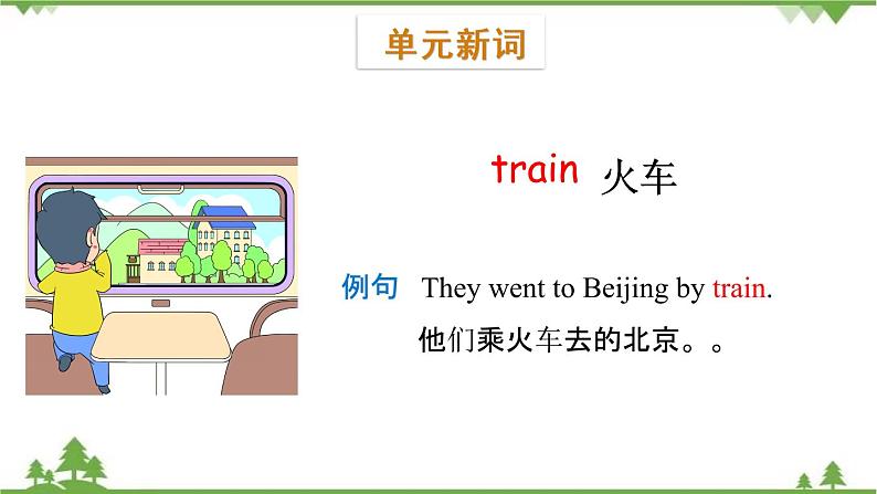 五年级下册英语课件-Module 4 Travel Unit 7 We will go by train Period 1-教科版（广州）07