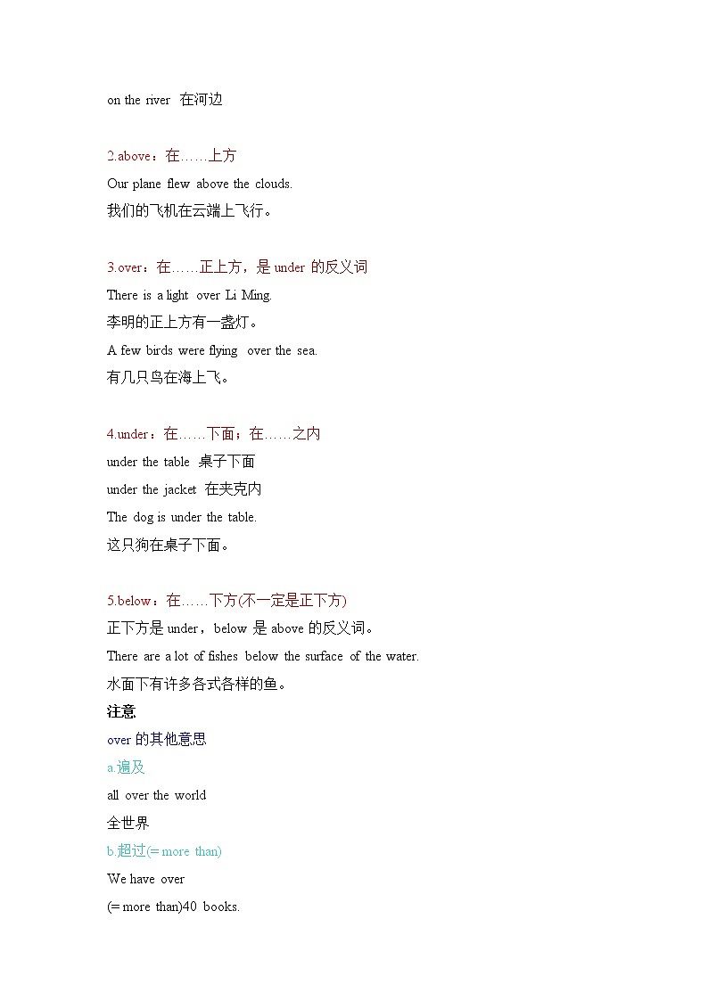 小升初英语语法专项培优突破 第15章：介词（3）表示场所、方向的介词第2页