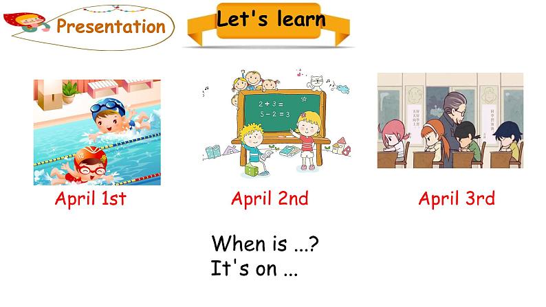 PEP小学英语五年级下册 unit 4  When is  the art  show  Part A Let's learn   课件+素材04