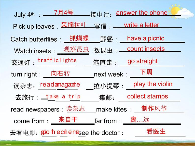 人教PEP版小升初英语《重点词汇总复习》精品教学课件PPT优秀课件03