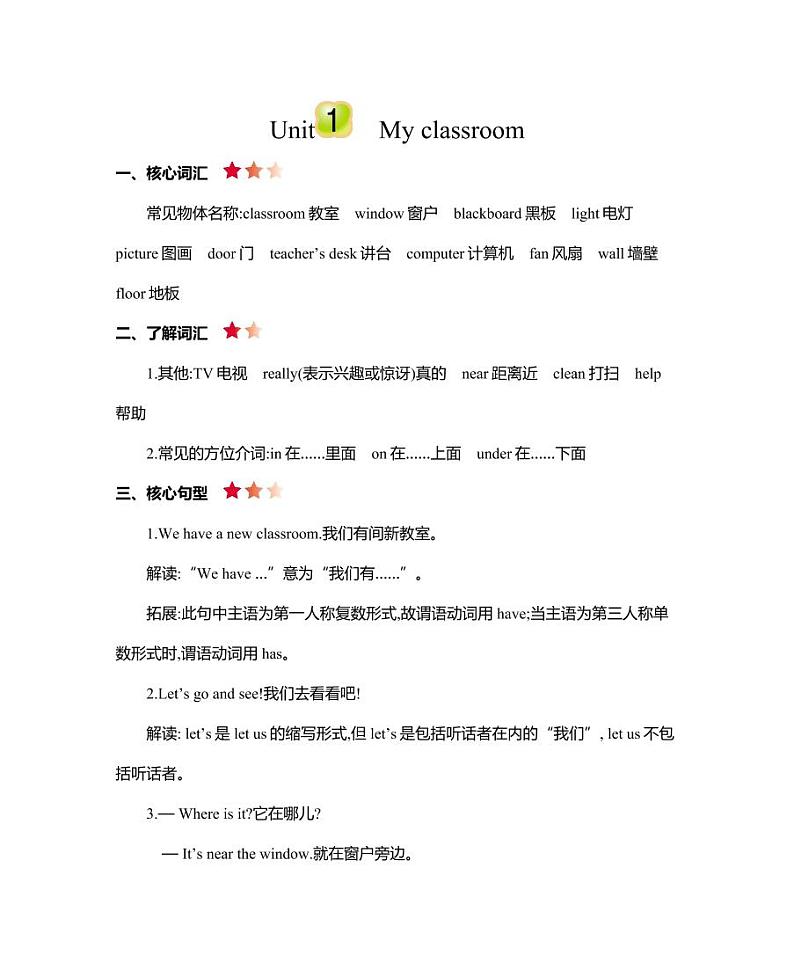 人教PEP版四年级英语上册全册知识点汇总02