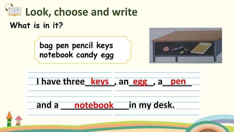 6 四英人上 Unit 2 Part B Read and write＆Let 's check＆ Let 's sing 精品PPT课件第7页