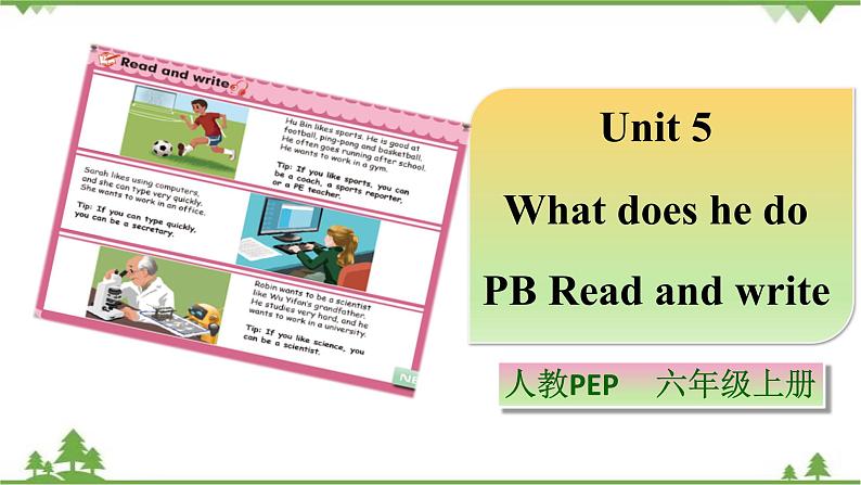 人教版（PEP）小学英语六年级上册 Unit 5 What does he do PB Read and write 同步课件+教案+同步练习01