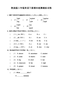 陕旅版三年级英语下册期末检测模拟试卷（含答案）12