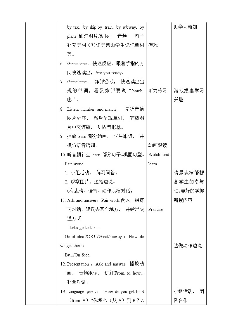 Unit 2 Ways to go to school PA Let 's learn 教案第2页