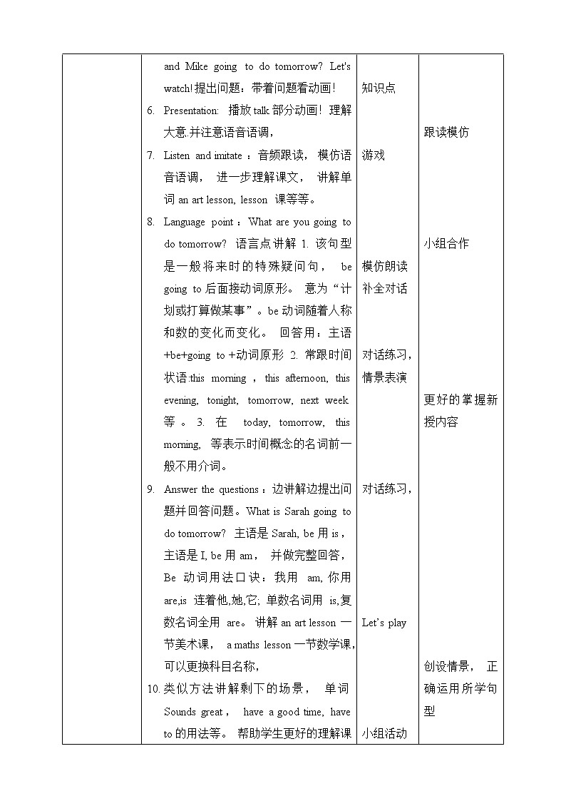 Unit 3 My weekend plan PA Let 's talk (公开课） 教案第2页