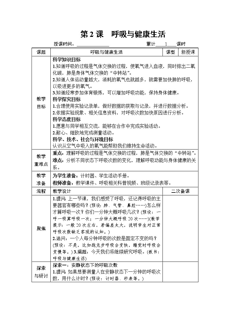 教科版四年级上册2.2《呼吸与健康生活》课件+教案+素材01