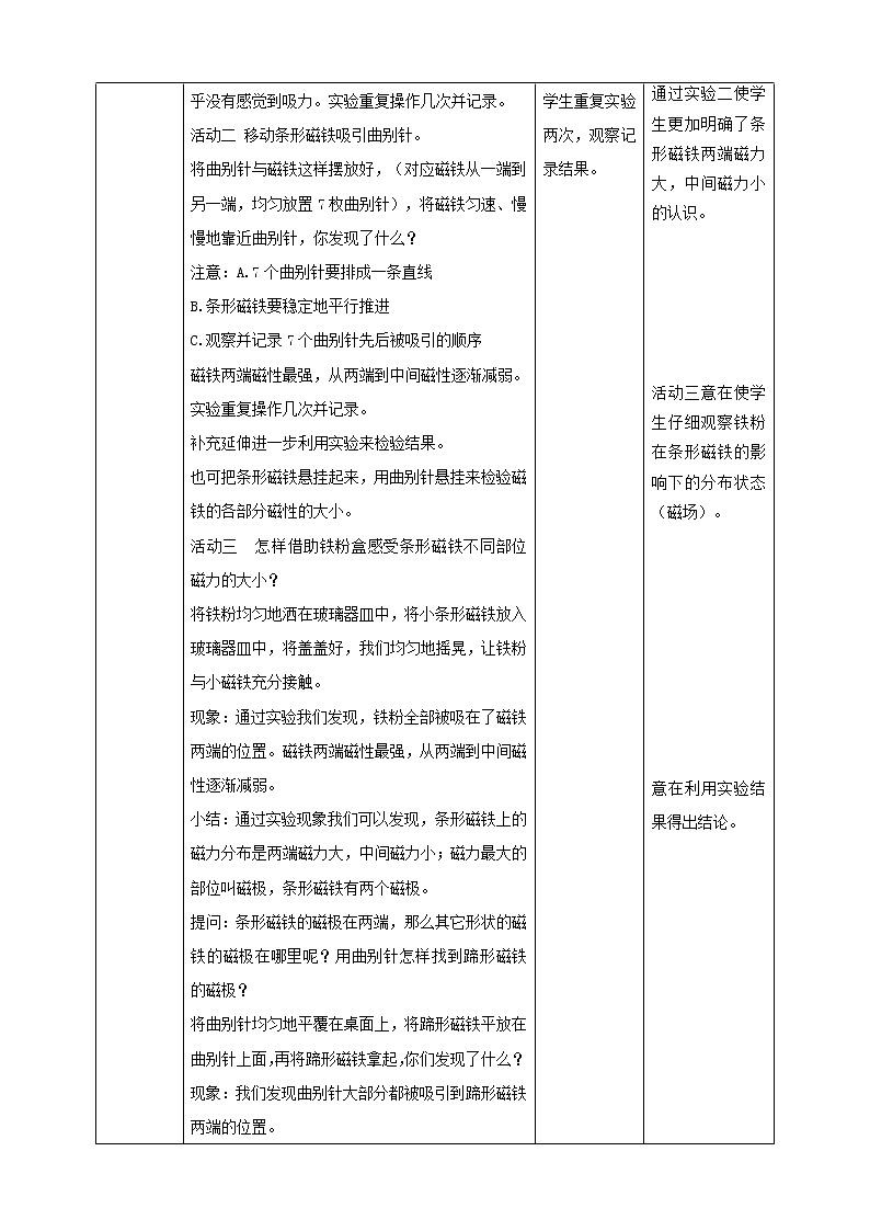 教科版科学二下1.3《磁铁的两极》教案02