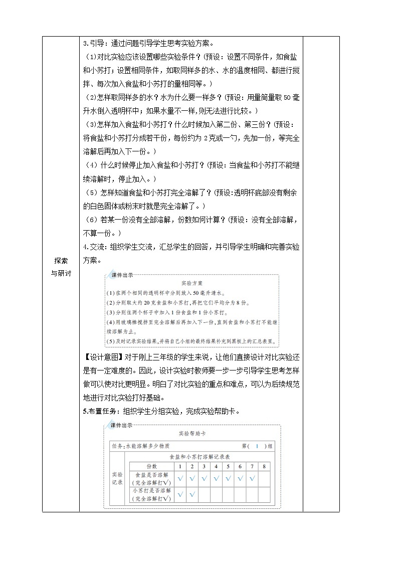 教科版 科学六年级上册 《第5课 水能溶解多少物质》教案（表格式）+课后作业02