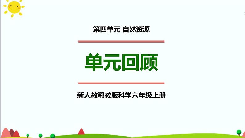 新人教鄂教版科学六上：第四单元 自然资源（单元回顾）PPT课件+视频01