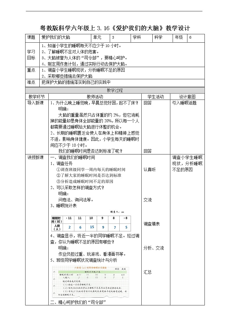 3.16《爱护我们的大脑》教案第1页