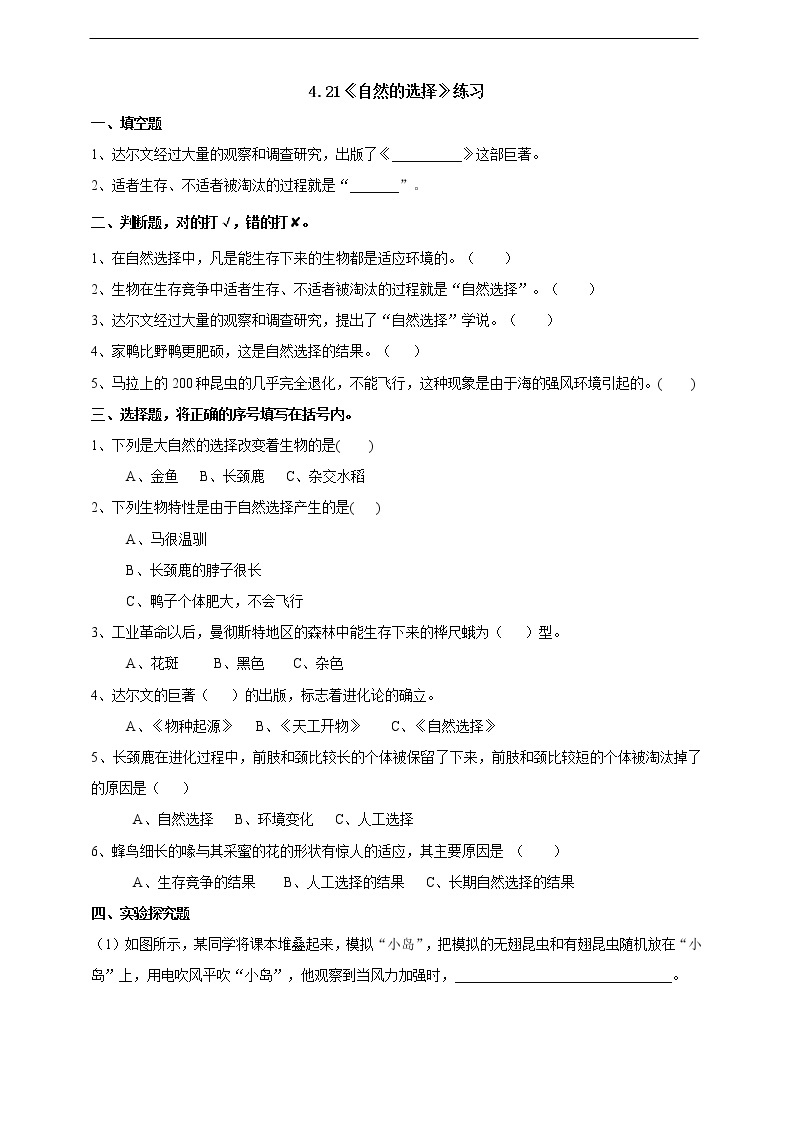 新粤教版科学六上：4.21《自然选择》PPT课件+教案+练习+视频素材01