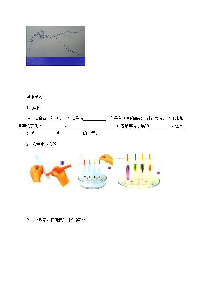 苏教版五年级上册 科学 第五单元 解释与建立模型 《解   释》学案02
