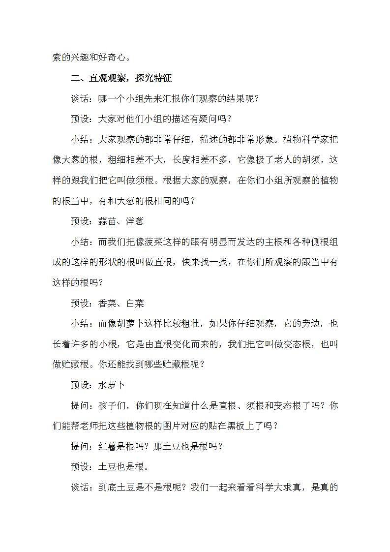青岛版（六三制）四年级上册 科学 第三单元 植物的生活 《植物的根》教案03