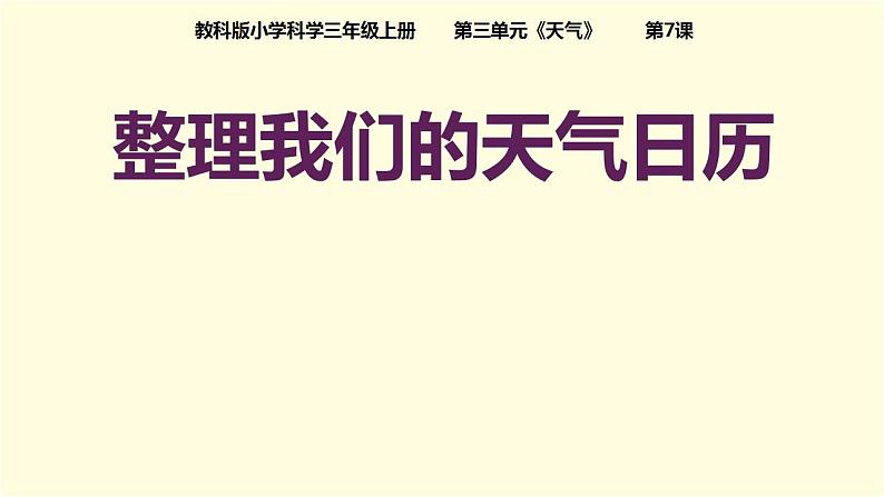 教科版三年级科学上册 3.7 整理我们的天气日历 课件01