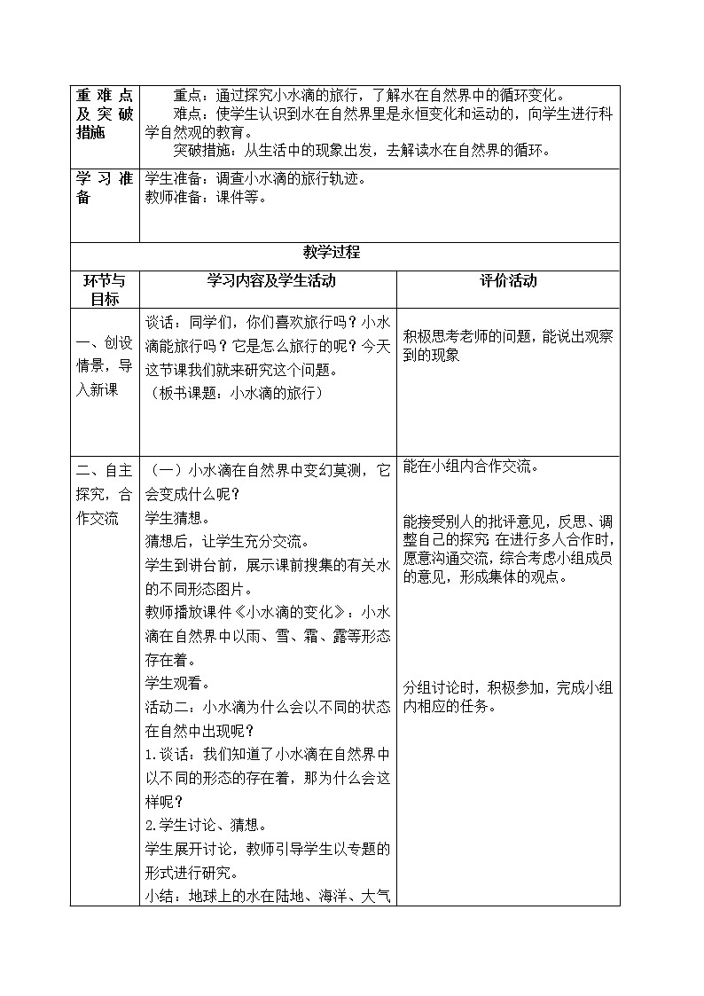 青岛版科学五年级上册8《小水滴的旅行》教案02