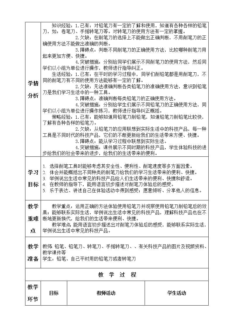 小学科学一年级第16课《我的削笔刀》教案02