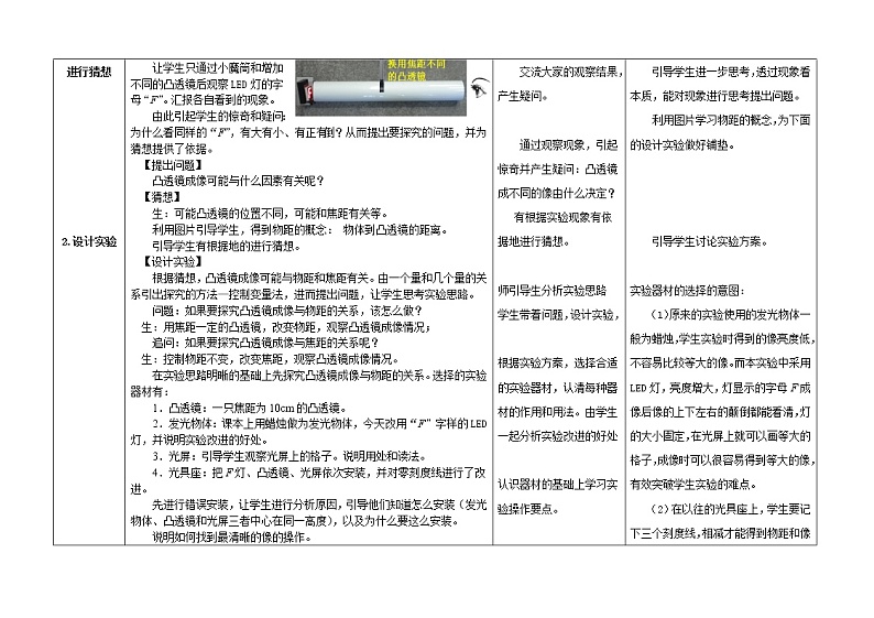 人教版小学科学四年级下册1.3凸透镜成像教案第2页