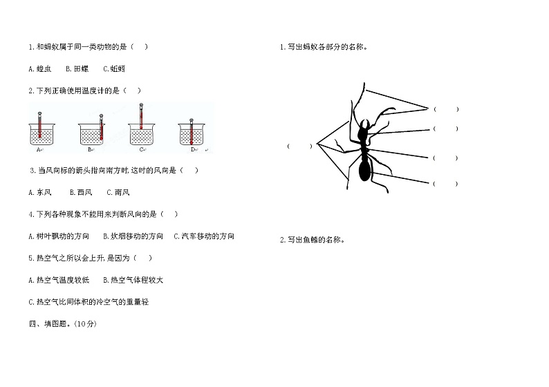 新青岛版四年级上册科学期末检测题(含答案)02