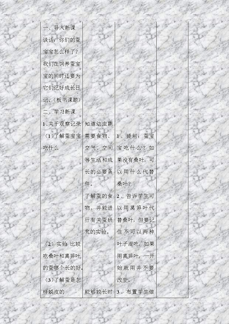 苏教版小学科学四年级下册《2.2．给蚕宝宝记日记》教案(1)第3页